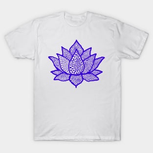 Navy blue spotted lotus flower T-Shirt